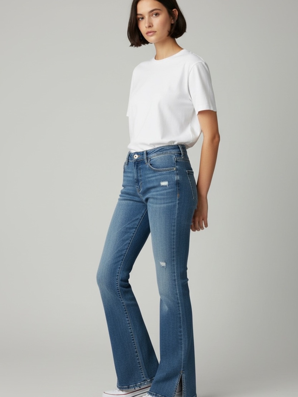 Silver Jeans Women's Blue bootleg Jeans with Subtle Distress